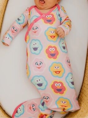 Copper Pearl Sesame Street Pink Abby and Pals Knotted Baby Gown